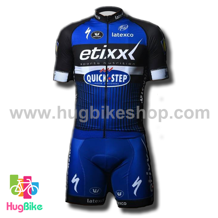 ชุดจักรยานแขนสั้นทีม Quick Step 16 (01) สีน้ำเงินดำ