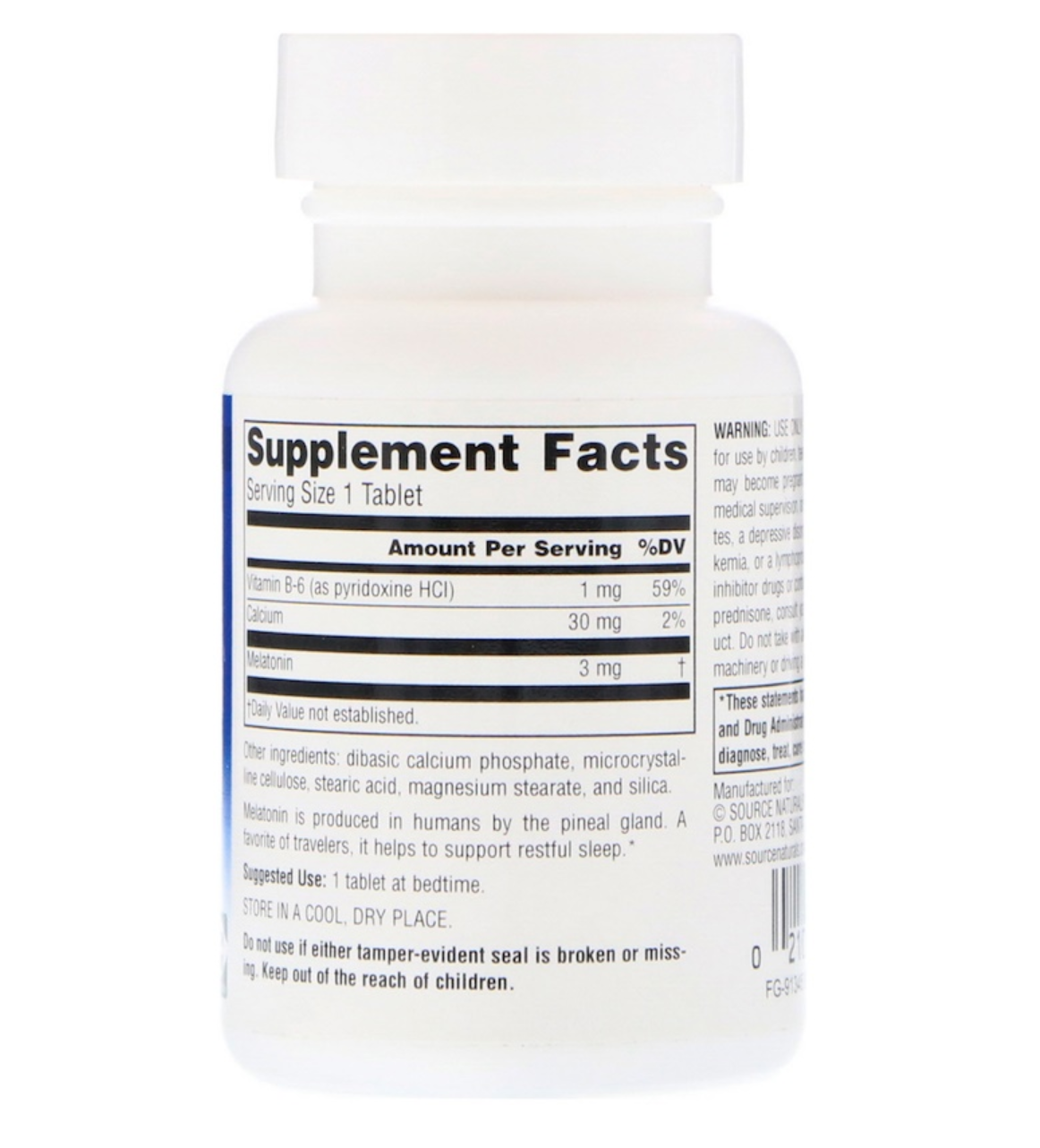 Source Naturals, Melatonin, 3 mg, 60 Tablets