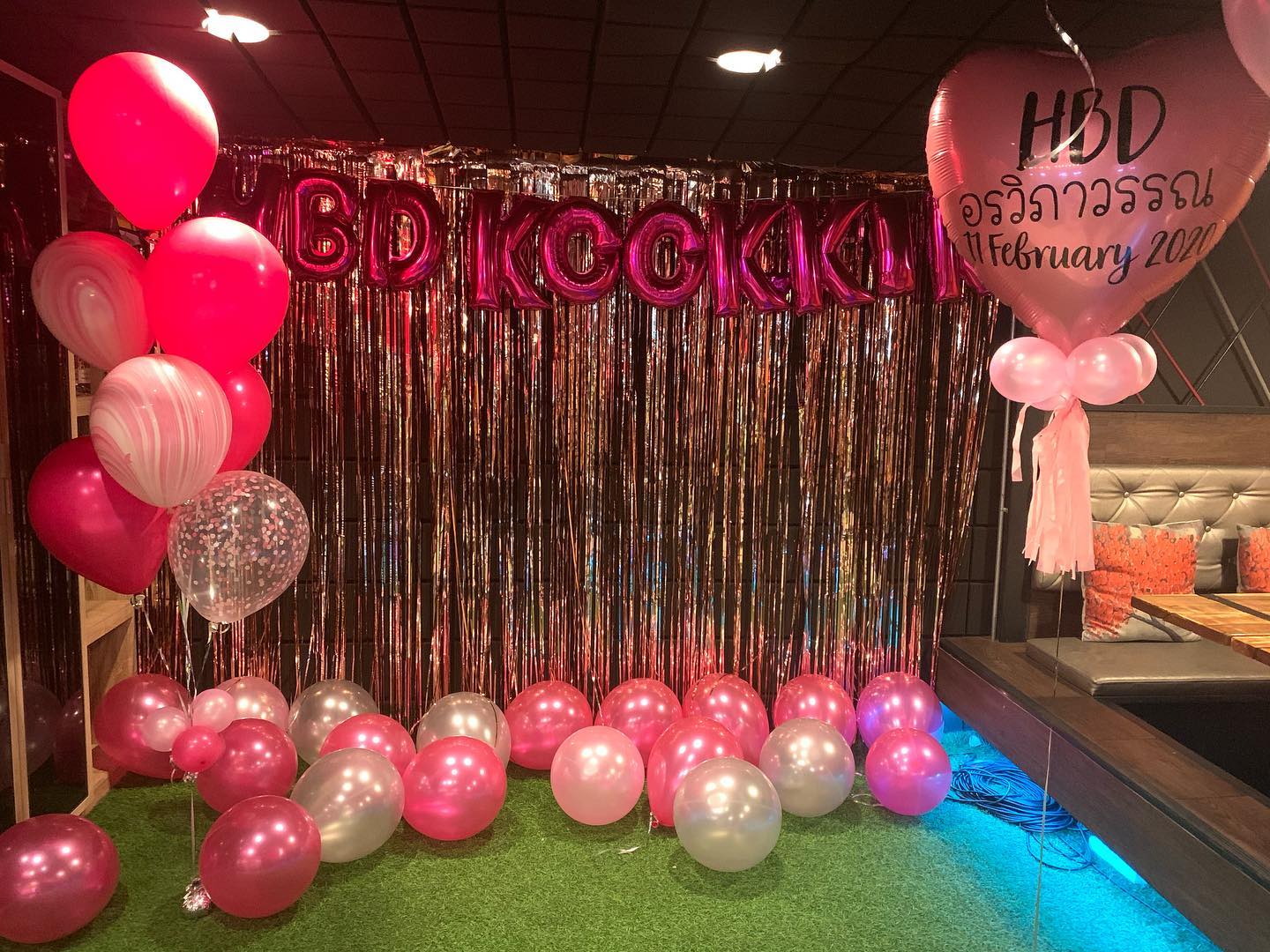 Set Backdrop Pink Tone / เซทลูกโป่งแบลคดรอป ฉากหลัง+ลูกหัวใจข้อความ+ช่อ1ช่อ+ลูกโป่งโปรยพื้น