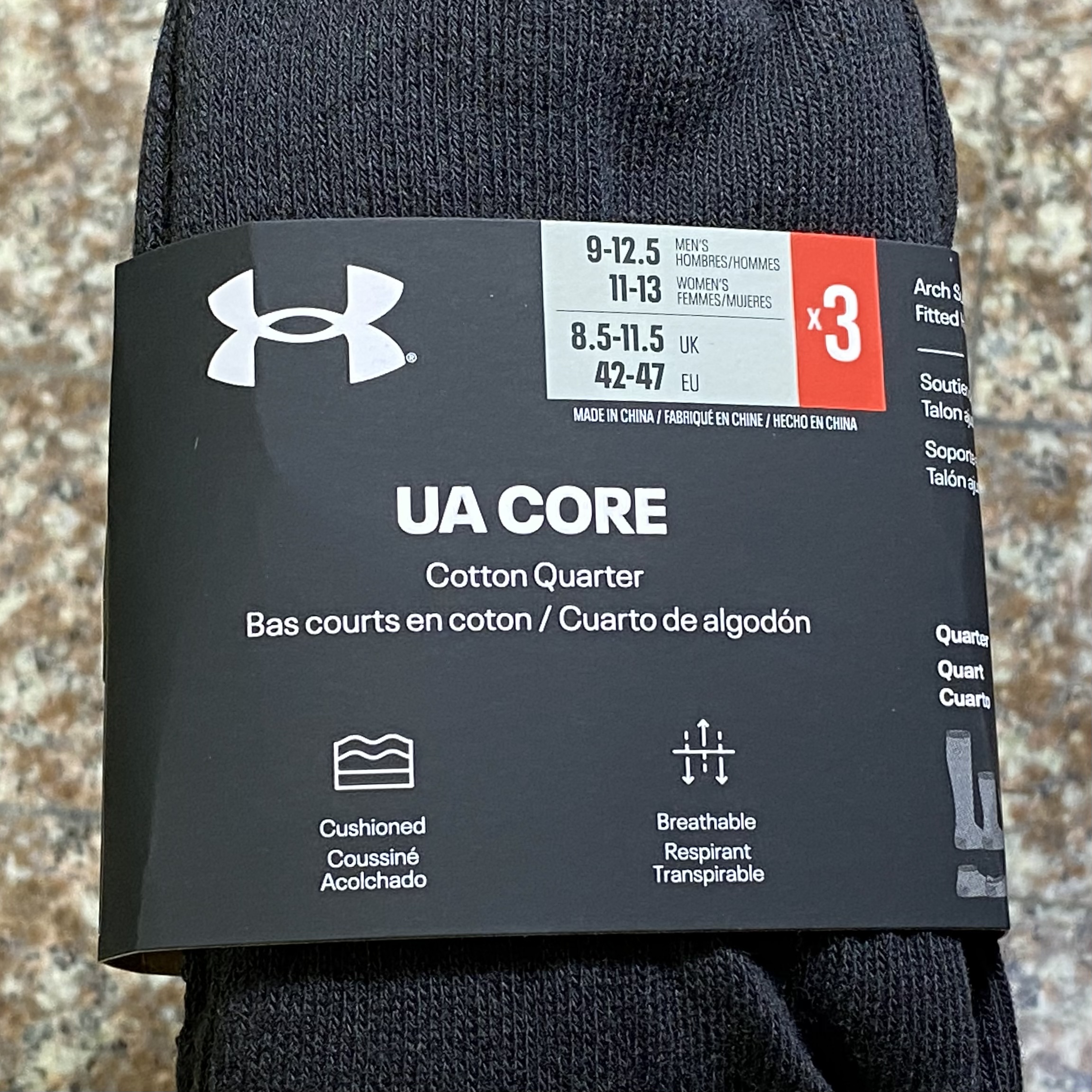 ถุงเท้า Under Armour Core Quarter Socks #แพค3คู่ (MD)
