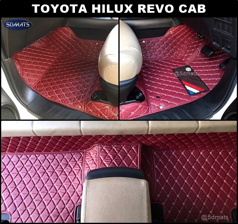 พรมปูพื้นรถยนต์6D TOYOTA REVO CAB พรม6D QX หนังหนานุ่ม เกรดA เต็มคัน (3ชิ้น)