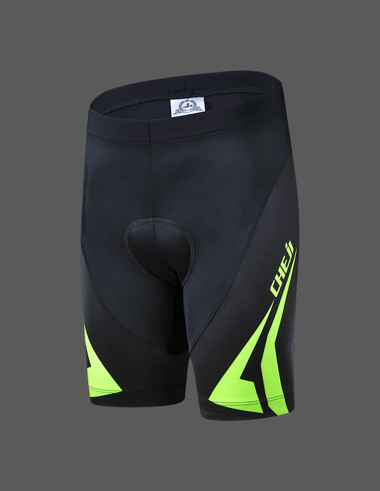 ชุดจักรยานเด็กแขนสั้นขาสั้น CheJi (02) สีเขียวดำ