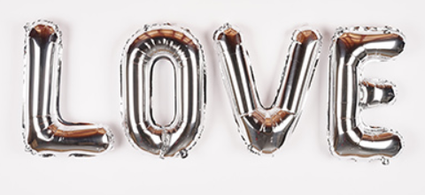 อักษร 14 นิ้วสีเงิน LOVE