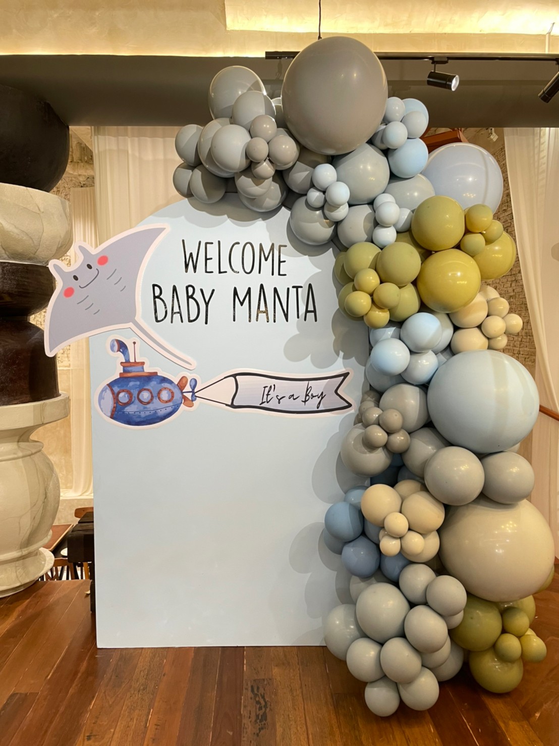 แบลคดรอป Welcome Baby ธีมทองทะเลน่ารัก