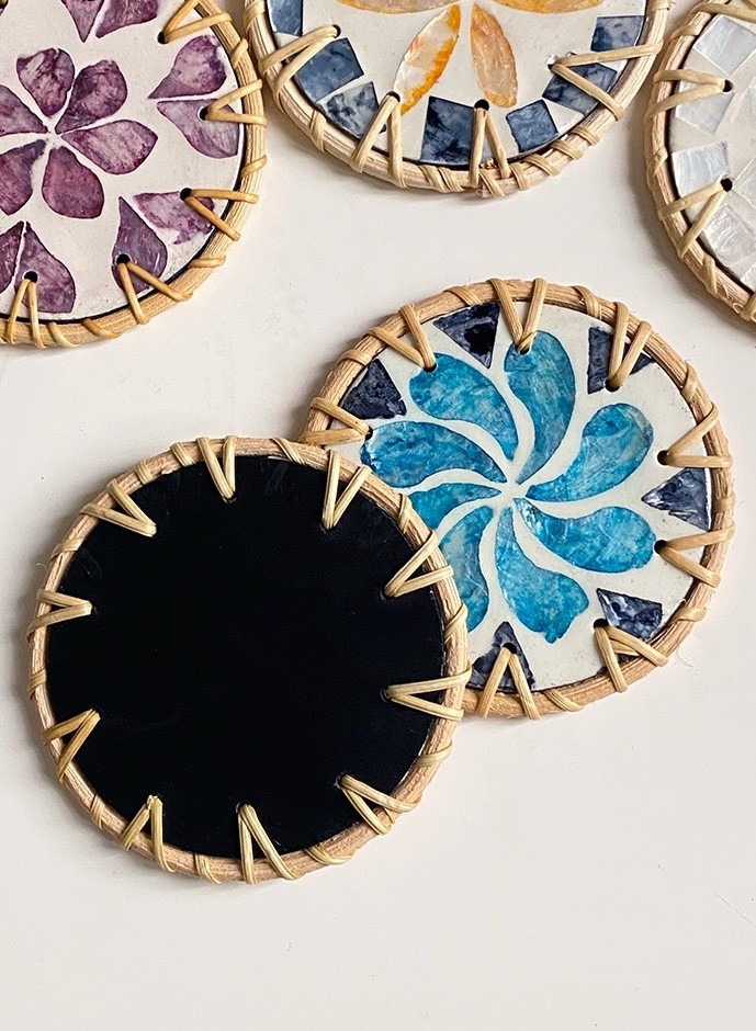 รองเเก้วหวาย คาเฟ่ พร็อพถ่ายรูป (ขนาดกว้าง 4นิ้ว) rattan coaster