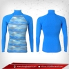 Body Fit เสื้อรัดรูป คอตั้ง แขนยาว สีพื้นหลังฟ้า - ลายฟ้า
