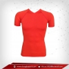 เสื้อรัดกล้ามเนื้อ แขนสั้นคอวี สีแดง