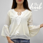 เสื้อชีฟอง สีครีมอ่อน