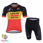 ชุดจักรยานแขนสั้นทีม Lotto Belisol 18 (01) สีดำเหลืองแดง