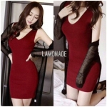 เดรสไหมพรมบางคอวี