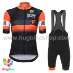 ชุดจักรยานแขนสั้นทีม Giro d'Italia 17 (07) สีดำส้ม กางเกงเอี๊ยม