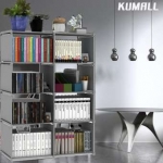 KUMALL ชั้นวางของ สองแถว ชั้นวางหนังสือ โครงเหล็ก ผ้ากันน้ำ กันฝุ่น ปรับเปลี่ยนรูปทรงได้ ขนาด 5 ชั้น 8 ช่อง (สีเทา) ชั้นวาง ชั้นหนังสือ Bookshelf Bookshelves Bookcases DIY Book Storage Rack 5 Tier with 8 Columns Double row
