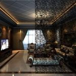 ฉากแขวนพลาสติกฉากกั้นห้องฉากกั้นห้องติดผนังสติ๊กเกอร์ตกแต่งบ้านศิลปะ (สีดำ) - สนามบินนานาชาติ