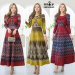 ✔️มีพร้อมส่ง⭐[ S-M-L-XL-2XL ] :: ชุดเดรสยาวผ้าฝ้ายพิมพ์ลายไทย แขนยาวใส่ซิป ดีเทลกั๊กโบว์อ กระโปรงทรงยาว8ชิ้นพริ้วสวย ซิปซ่อนหลัง งานอัดกาวทั้งชุด ใส่ออกงาน ใส่สวยได้หลายโอกาส สำเนา