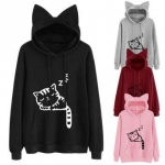New Cute Womens Cat Ear Girls Hoodie Sweatshirt Hooded Coat Tops Long Sleeve Blouse