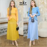 ✔️มีพร้อมส่ง⭐[ S-M-L-XL-2XL-3XL] :: ชุดเดรสยาวตัวเสื้อผ้าทอลายไทยแขนยาวใส่ซิปอัดกาว ตัดต่อกระโปรงผ้าบาร์บี้ทรงยาวพริ้วสวย ซิปซ่อนหลัง ใส่ออกงาน ใส่สวยได้หลายโอกาส