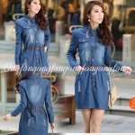 เดรสยีนคอปกเเขนยาว