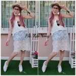 เดรสสายเดี่ยวต่อลูกไม้