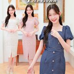 ❌หมดทุกสีทุกไซส์ค่ะ❌ :: ชุดเดรสแฟชั่นงานป้ายคุณภาพ⭐[ S-M-L-XL-2XL] :: ชุดเดรสสั้นออกงานลายขวาง แขนตุ๊กตา ดีเทลแต่งกระดุมหน้า ทรงเข้ารูปสวย ซิปซ่อนหลัง บุซับใน ผ้าเนื้อเกรดดี สวมใส่สบาย ใส่ออกงานสวยๆ