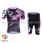 ชุดจักรยานแขนสั้น Volegarb 16 (04) สีดำชมพูลายดอกซากุระ