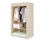 Kantareeya ตู้เสื้อผ้าขนาด 165cm พร้อมผ้าคลุม - สีครีม