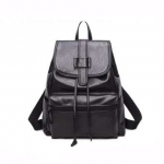 st martshopกระเป๋าเป้สะพายหลังหนังหม่ สไตล์เกาหลี ญี่ปุ่น รุ่น STF09 สีดำ