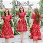 ✔️พร้อมส่ง : [ XS-S-M-L-XL] :: ชุดเดรสผ้ามัดหมี่ทอลายไทย ตัดแต่งสไตล์กั๊ก กระโปรงทรงบาน8ชิ้น ซิปซ่อนหลัง งานอัดกาวทั้งชุด ใส่ทำงาน ใส่ออกงานสวยๆ