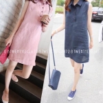 เดรสแขนกุด คอปก แต่งกระดุมหน้า