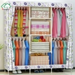 Japanese Style ตู้เสื้อผ้า 3 บล็อก แขวนเสื้อได้ 4 ช่อง มีซิป เปิดข้าง อุปกรณ์จัดเก็บเสื้อผ้า ขนาด 171*129*45cm