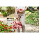 JUDY'S กระเป๋าเป้เล็กผ้าแคนวาส รุ่น BPS ลายดอกแดง