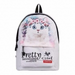 แฟชั่นกระเป๋าเดินทางผู้หญิงกระเป๋าเป้สะพายหลังสัตว์น่ารักกระเป๋านักเรียน (แมวสีขาว 35) - นานาชาติ