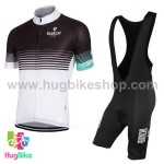 ชุดจักรยานแขนสั้นทีม Bianchi 17 (24) สีดำขาว กางเกงเอี๊ยม