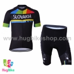 ชุดจักรยานแขนสั้นทีม Slovakia 17 (01) สีดำลายฟ้าเขียวเหลืองแดง