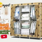 MGN ตู้เสื้อผ้า 3 บล๊อคเปิดข้าง04 - สีครีมลายดอก F-2