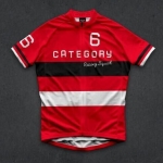 เสื้อจักรยานแขนสั้นทีม TWINSIX 16 (38) สีแดงลายแถบดำขาว