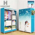 Hakone ตู้เสื้อผ้า 2 บล็อค ลายการ์ตูน พร้อมช่องเก็บของ ผ้าคลุมกันน้ำ กันฝุ่น รุ่น GY-02D ตู้เก็บของ ตู้เก็บเสื้อผ้า Wardrobe 2 Block new step asia