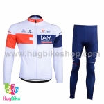 ชุดจักรยานแขนยาวทีม IAM 16 (01) สีขาวน้ำเงินแดง