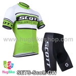 ชุดจักรยานแขนสั้นทีม Scott 14 (01) สีเขียวขาว