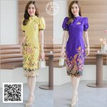 ✔️พร้อมส่ง : [ S-M-L-XL-2XL-3XL] :: ชุดเดรสผ้าปาเต๊ะเนื้อดี คอจีนแต่งกระดุม แขนตุ๊กตา ทรงเข้ารูปสวย ซิปซ่อนหลัง งานอัดกาวทั้งชุด ผ้าซับน้ำได้ดี ใส่สบายไม่ร้อน