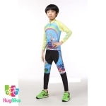 ชุดจักรยานเด็กแขนยาวขายาว Power (01) สีฟ้าลายการ์ตูน