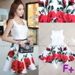 เดรสแขนกุด สวยคลาสสิค คอเหลี่ยม