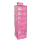 BolehDeals 6 Shelves Oxford Cloth Hanging Closet Organizer Collapsible Divider Pink - intl
