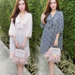 มินิเดรสเดรสสวยเนื้อผ้าไหมญี่ปุ่น