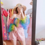 Set เสื้อกับกางเกง โทนพาสเทล