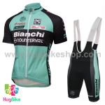 ชุดจักรยานแขนสั้นทีม Bianchi 17 (06) สีเขียวดำ กางเกงเอี๊ยม