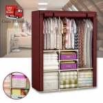 BanZai ตู้เสื้อผ้า 2 บล็อคเปิดข้าง พร้อมผ้าคลุม (สีเลือดหมู)