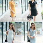 เดรสแขนสั้นมีกระเป๋า 2 ข้าง