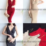 เดรสไหมพรม แต่งคอวี ซิปทอง