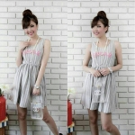 Mini Dress style korea ตัดเย็บด้วยผ้ายืดลายทางเนื้อดี