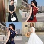 เดรสแขนกุด แต่งสายไขว้ด้านหลัง